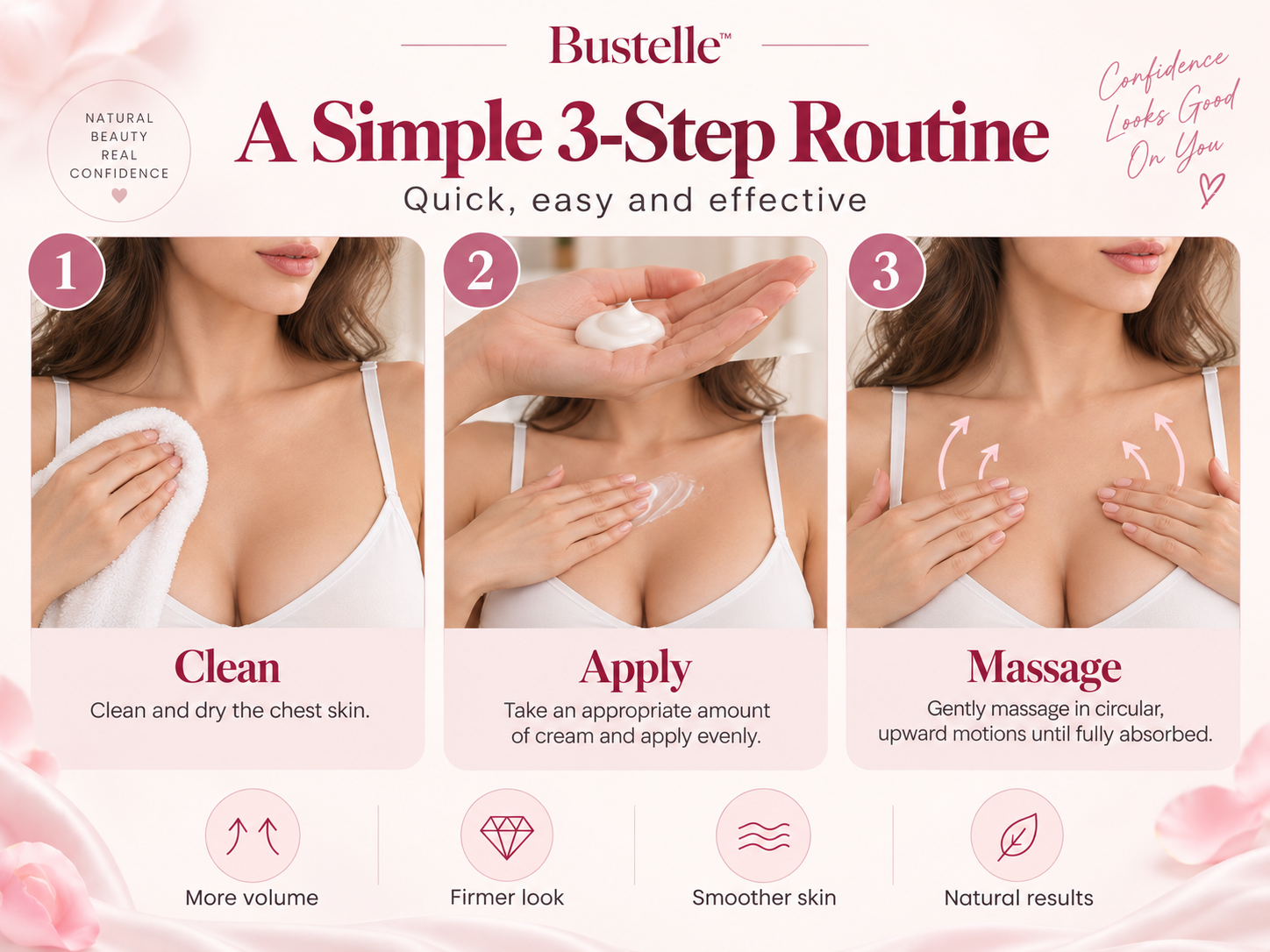 A simple 3-step Elan Beauty routine — clean, apply, massage